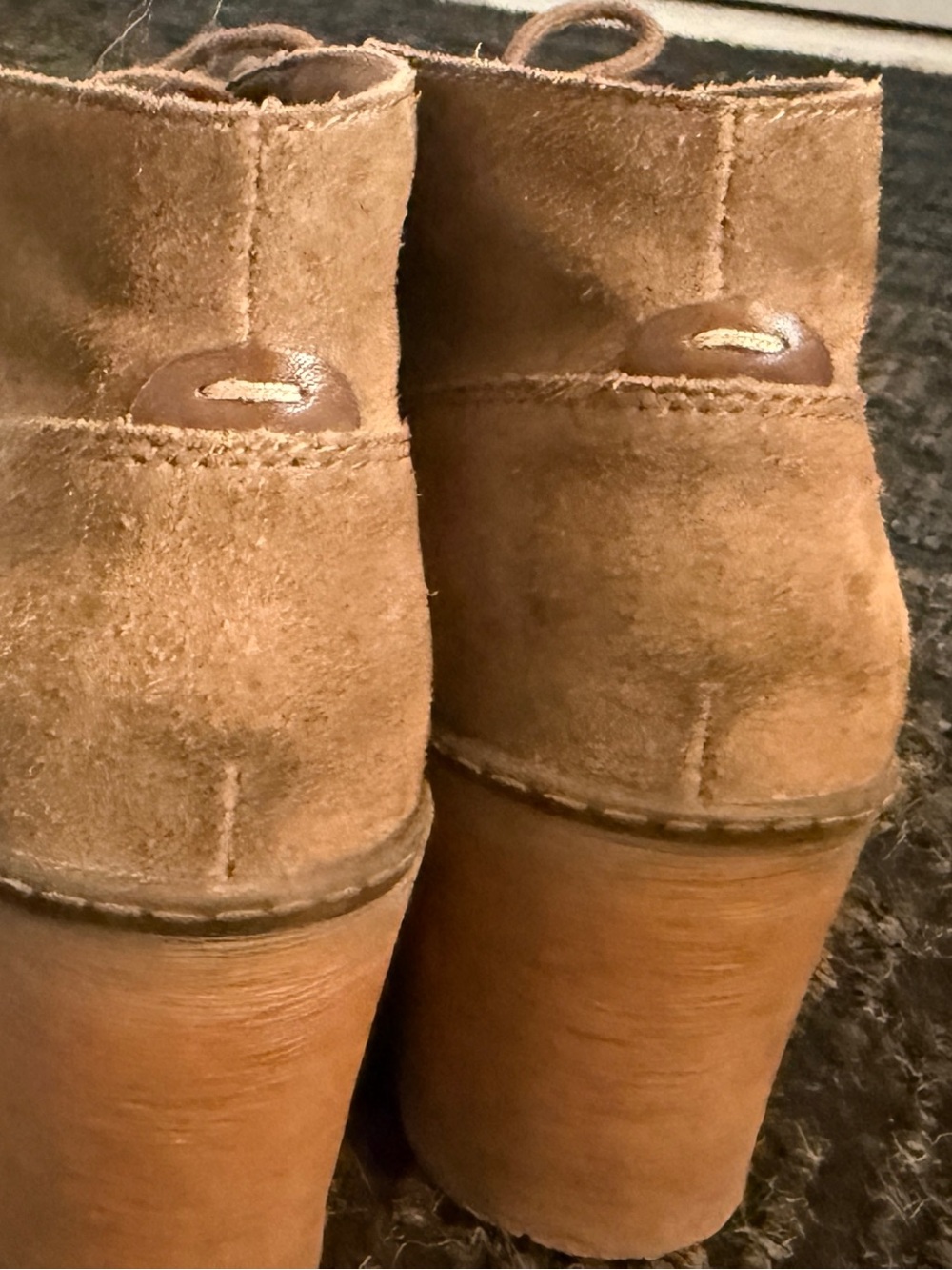 Clarks Tan Suede Wedge Lace-Up Ankle Booties - Picture 2 of 8